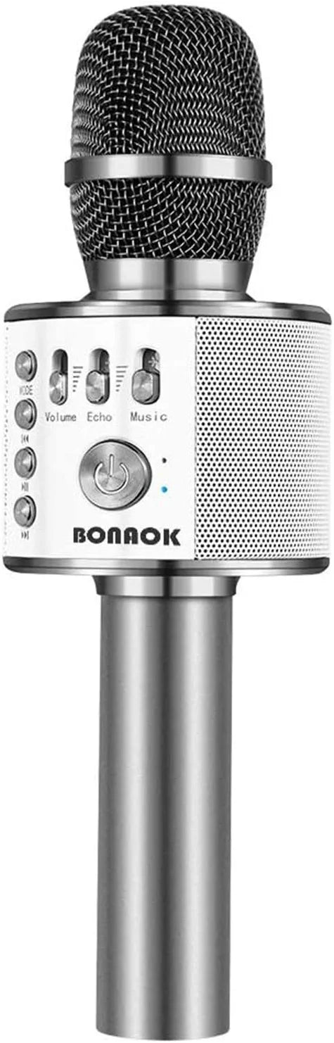 BONAOK Wireless Bluetooth Karaoke Microphone, 3-in-1 Portable Handheld Mic Speaker Machine for All Smartphones,Gifts for Boys Adults All Age Q37(Black)