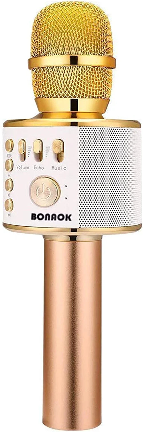 BONAOK Wireless Bluetooth Karaoke Microphone, 3-in-1 Portable Handheld Mic Speaker Machine for All Smartphones,Gifts for Boys Adults All Age Q37(Black)