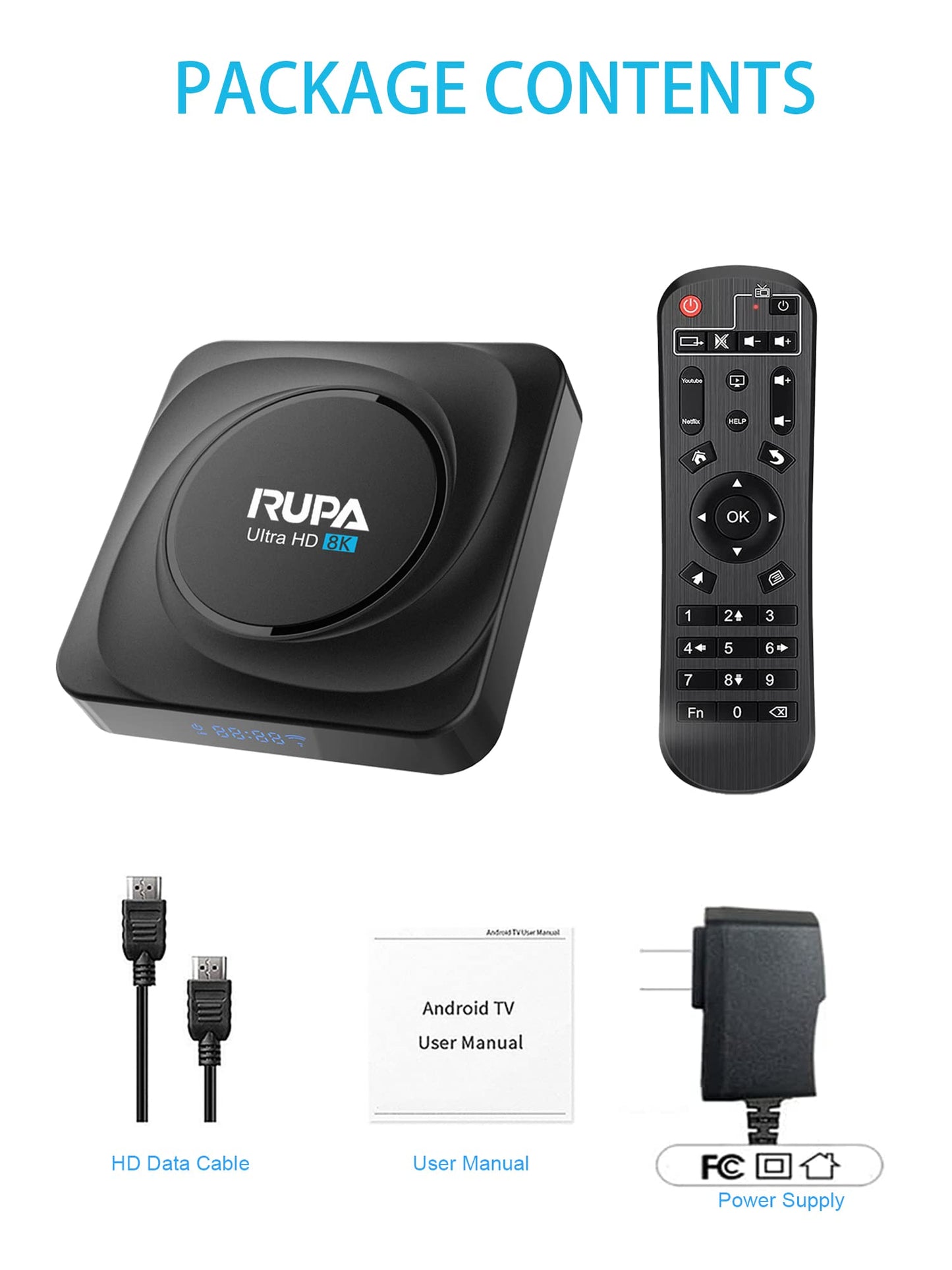 PRO20 Android 11.0 TV Box, RUPA Smart Box with Rockchip RK3566 Quad-Core 64 bit ARM Cortex-A55 CPU Mali G52 4GB RAM 32GB ROM 8K 6K 4K Output 2.4GHz+5.8GHz WiFi 1000M LAN Enternet BT5.0