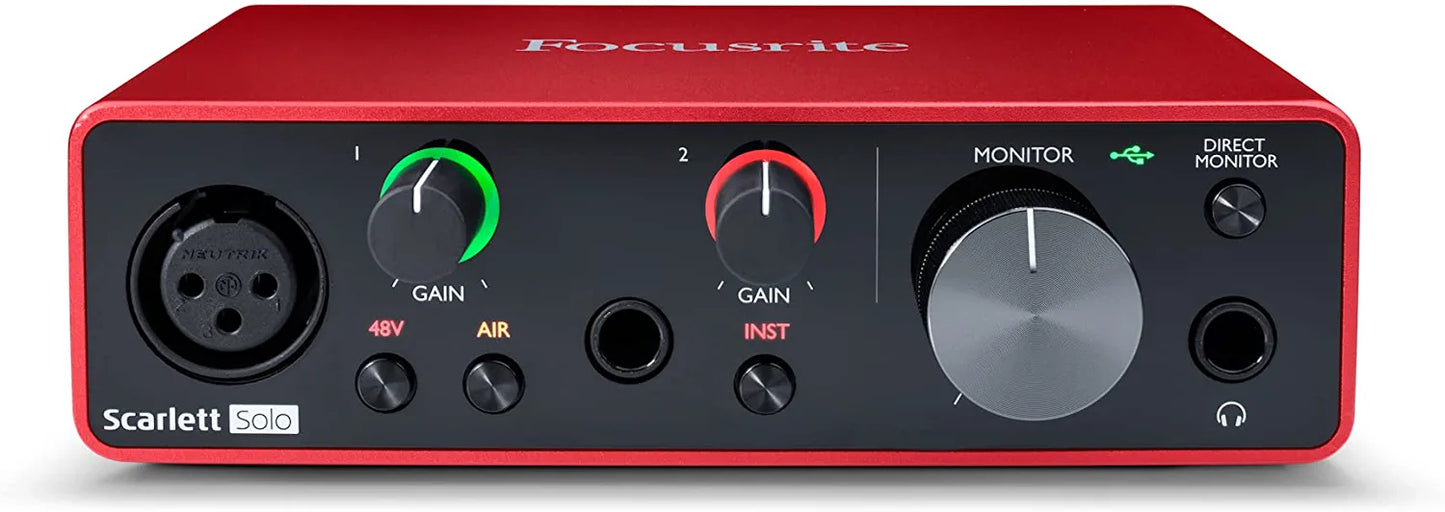 Focusrite Scarlett Solo 3rd Gen USB Audio Interface, for the Guitarist, Vocalist, Podcaster or Producer — High-Fidelity, Studio Quality Recording, and All the Software You Need to Record