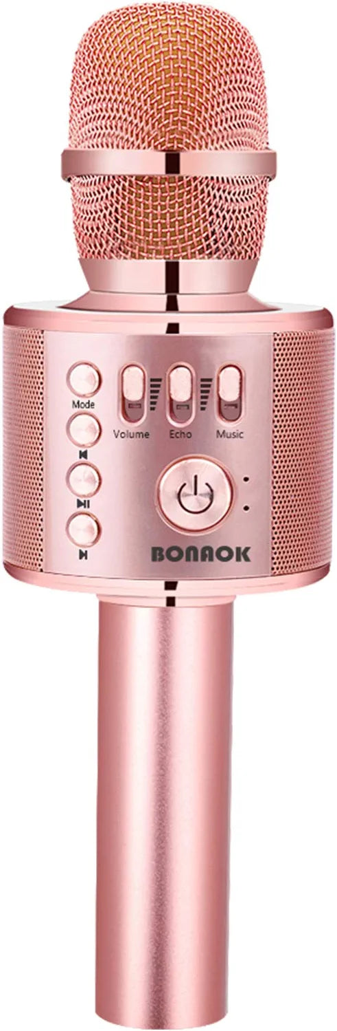 BONAOK Wireless Bluetooth Karaoke Microphone, 3-in-1 Portable Handheld Mic Speaker Machine for All Smartphones,Gifts for Boys Adults All Age Q37(Black)