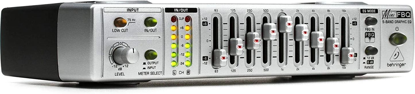 Behringer MINIFBQ FBQ800 Ultra-Compact 9-Band Graphic Equalizer with FBQ