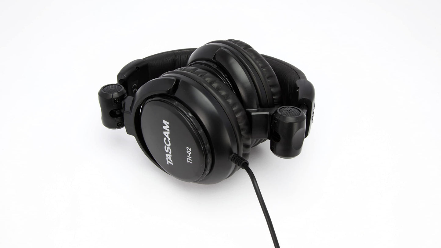 Tascam TH-02 Closed Back Studio Headphones, Black Medium