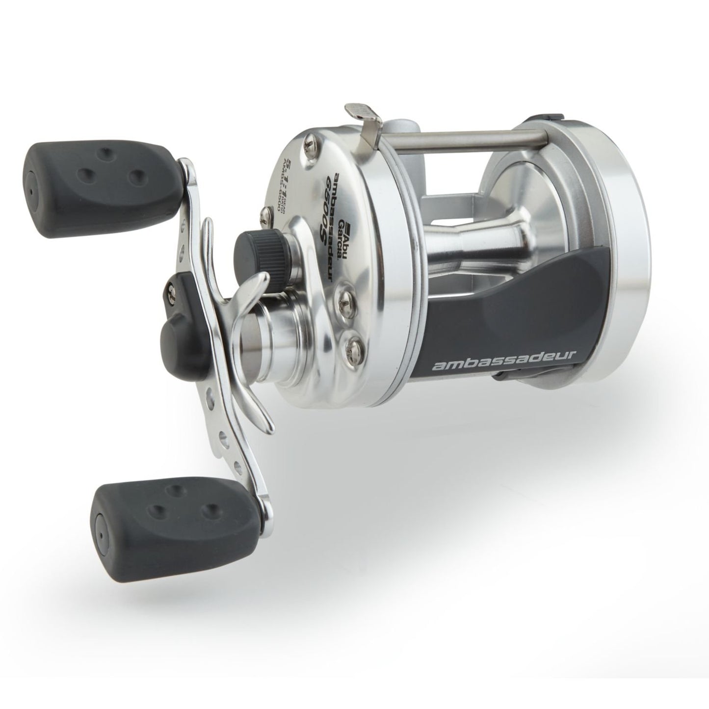 Abu Garcia Ambassadeur S Conventional Reel, Size 5500 (1292732), 1 Stainless Steel Ball Bearings + 1 Roller Bearing, Synthetic Star Drag, Max of 11lb | 4.9kg,Silver