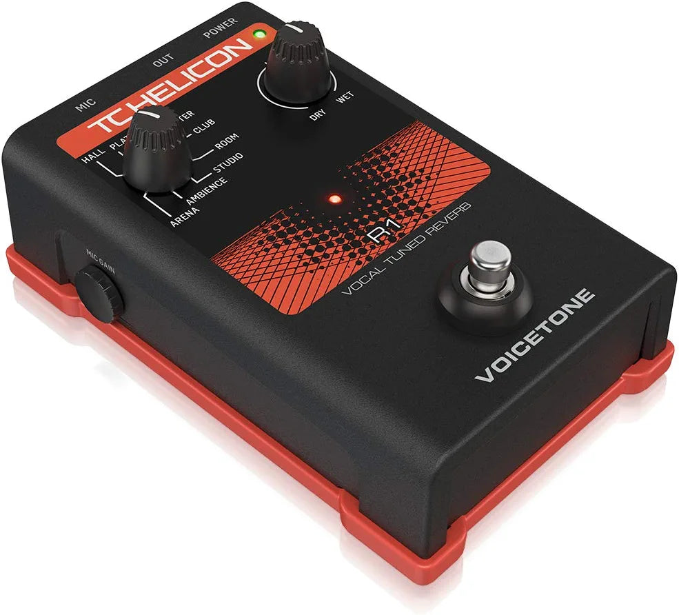 TC Helicon VOICETONE R1 Single-Button Stompbox for Studio-Quality Live Vocal Reverb