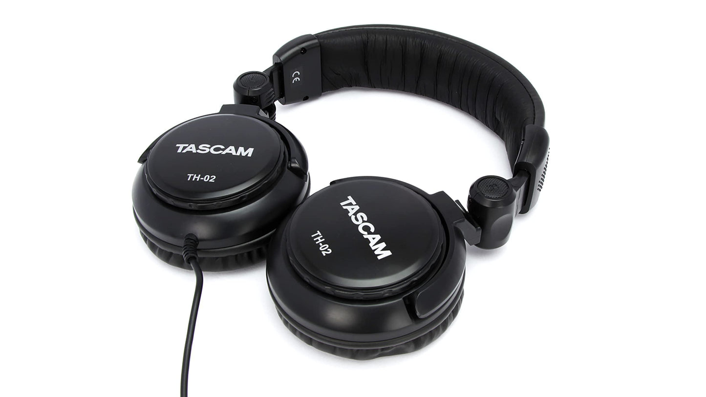 Tascam TH-02 Closed Back Studio Headphones, Black Medium