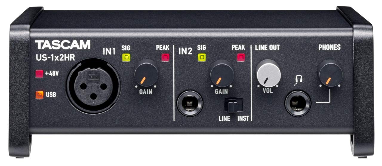 Tascam US-1X2HR 1 Mic 2IN/2OUT High Resolution Versatile USB Audio Interface for Recording, Streaming, Podcasting, Songwriting