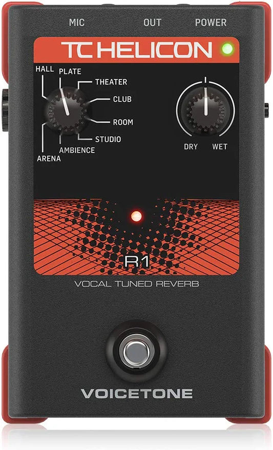 TC Helicon VOICETONE R1 Single-Button Stompbox for Studio-Quality Live Vocal Reverb