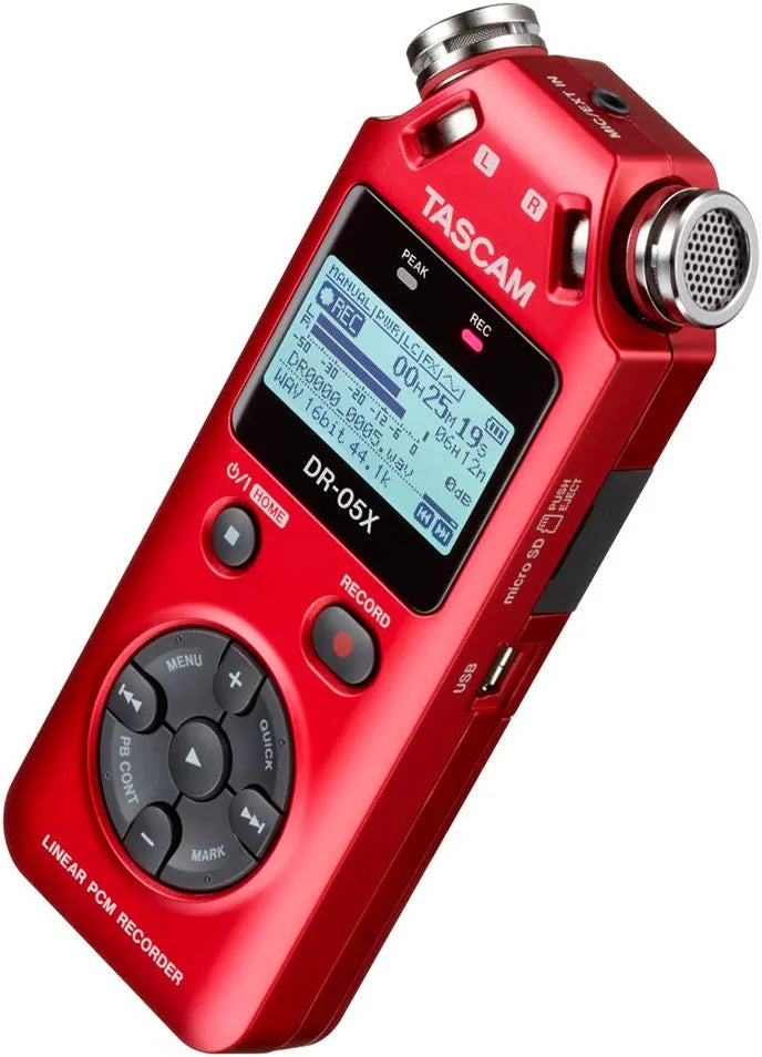 Tascam DR-05X Stereo Handheld Digital-Audio Recorder and USB Audio Interface, Red