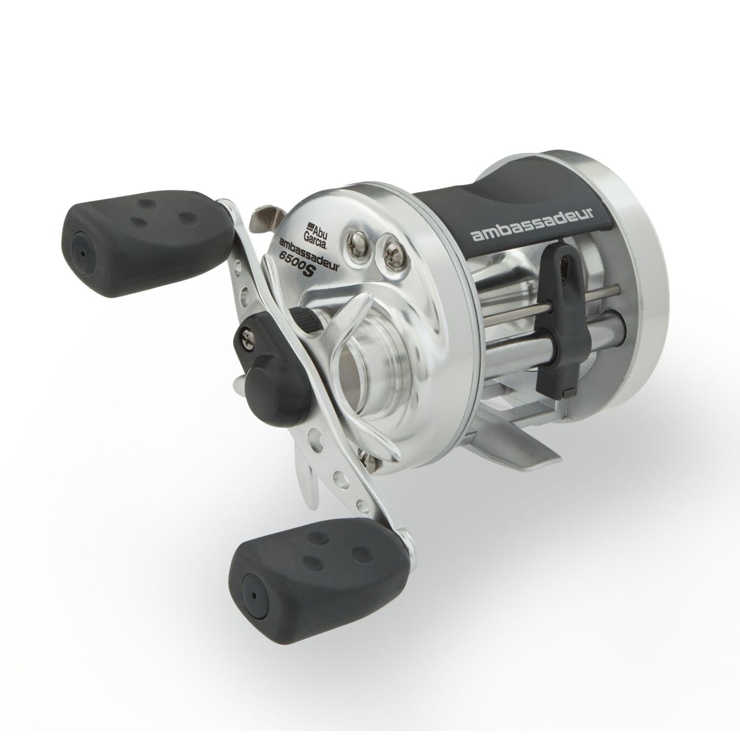 Abu Garcia Ambassadeur S Conventional Reel, Size 5500 (1292732), 1 Stainless Steel Ball Bearings + 1 Roller Bearing, Synthetic Star Drag, Max of 11lb | 4.9kg,Silver