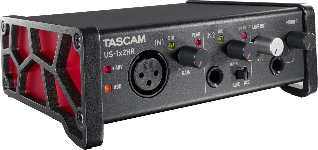 Tascam US-1X2HR 1 Mic 2IN/2OUT High Resolution Versatile USB Audio Interface for Recording, Streaming, Podcasting, Songwriting