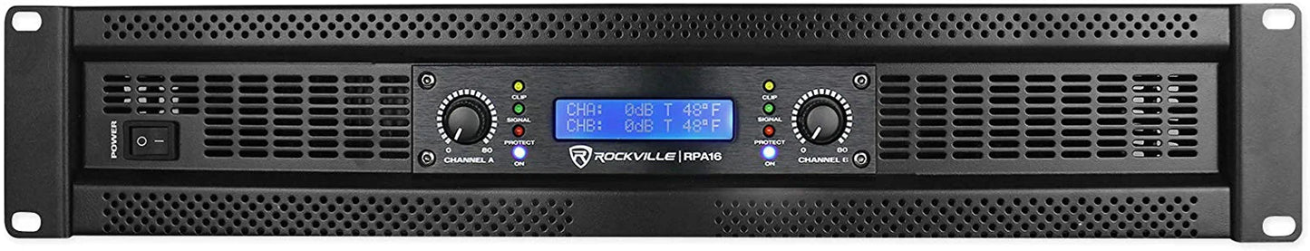 Rockville RPA16 10000 Watt Peak / 3000w RMS 2 Channel Power Amplifier Pro/DJ Amp