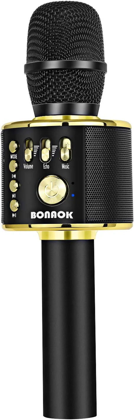 BONAOK Wireless Bluetooth Karaoke Microphone, 3-in-1 Portable Handheld Mic Speaker Machine for All Smartphones,Gifts for Boys Adults All Age Q37(Black)