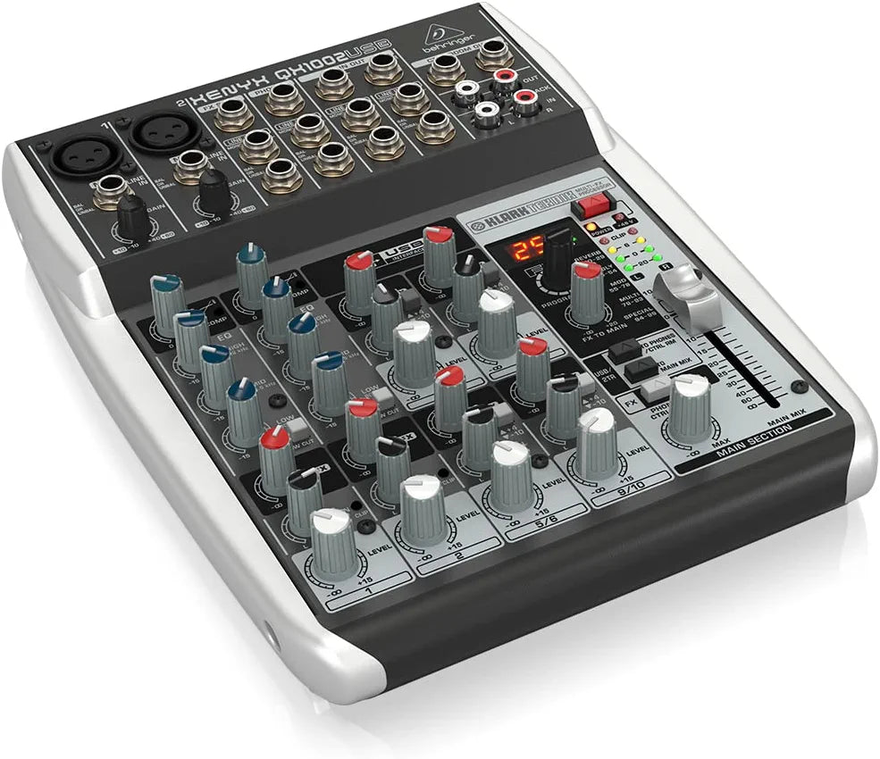 Behringer XENYX QX1002USB Premium 10-Input 2-Bus Mixer with XENYX Mic Preamps and Compressors, British EQ, Klark Teknik Multi-FX Processor and USB/Audio Interface