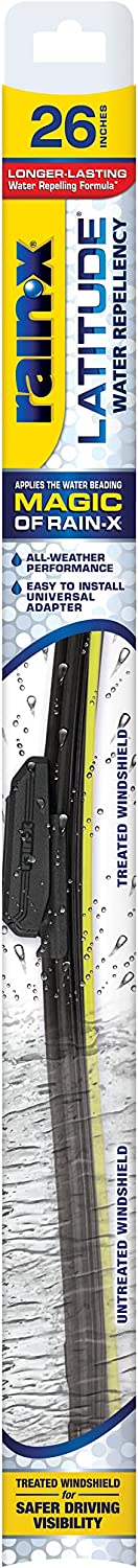 Rain-X 5079281-2 Latitude 2-In-1 Water Repellent Wiper Blades, 26 Inch Windshield Wipers (Pack Of 1), Automotive Replacement Windshield Wiper Blades With Patented Rain-X Water Repellency Formula