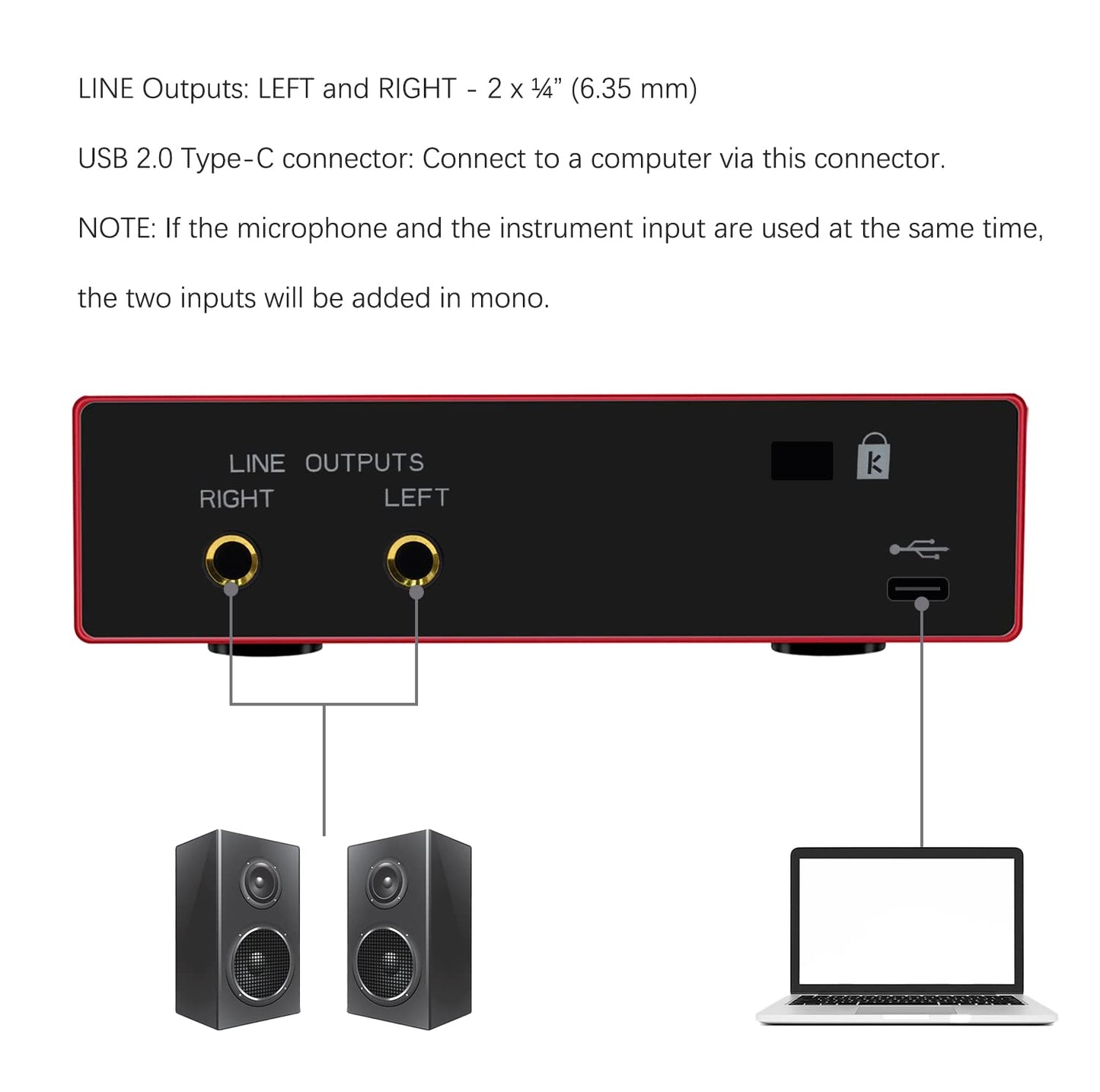 USB Audio Interface with Mic Preamplifier XLR audio interface 48v for streaming Support Instrument Guitar or Bass Smartphone Tablet Computer and Other Equipment Recording