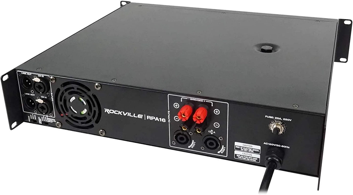 Rockville RPA16 10000 Watt Peak / 3000w RMS 2 Channel Power Amplifier Pro/DJ Amp