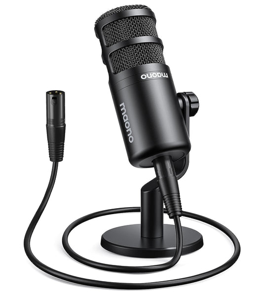 MAONO XLR Podcast Microphone, Cardioid Studio Dynamic Mic for Vocal Recording, Streaming, Voice-Over, Voice Isolation Technology, Metal Mic, Works for Audio Interface, Mixer, Sound Card-PD100