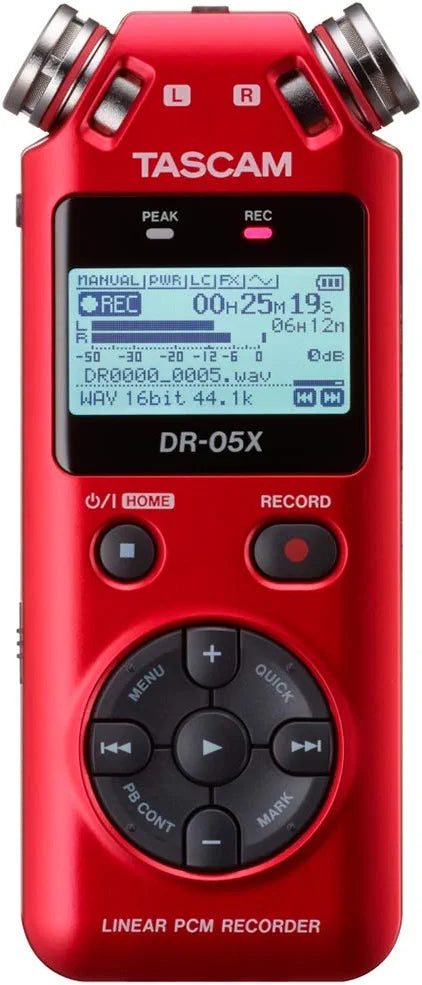 Tascam DR-05X Stereo Handheld Digital-Audio Recorder and USB Audio Interface, Red