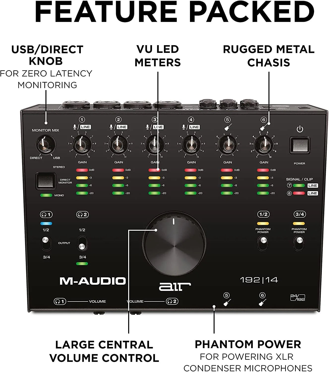 M-Audio AIR 192x4 USB C Audio Interface for Recording, Podcasting, Streaming with Studio Quality Sound, 1 XLR in and Music Production Software