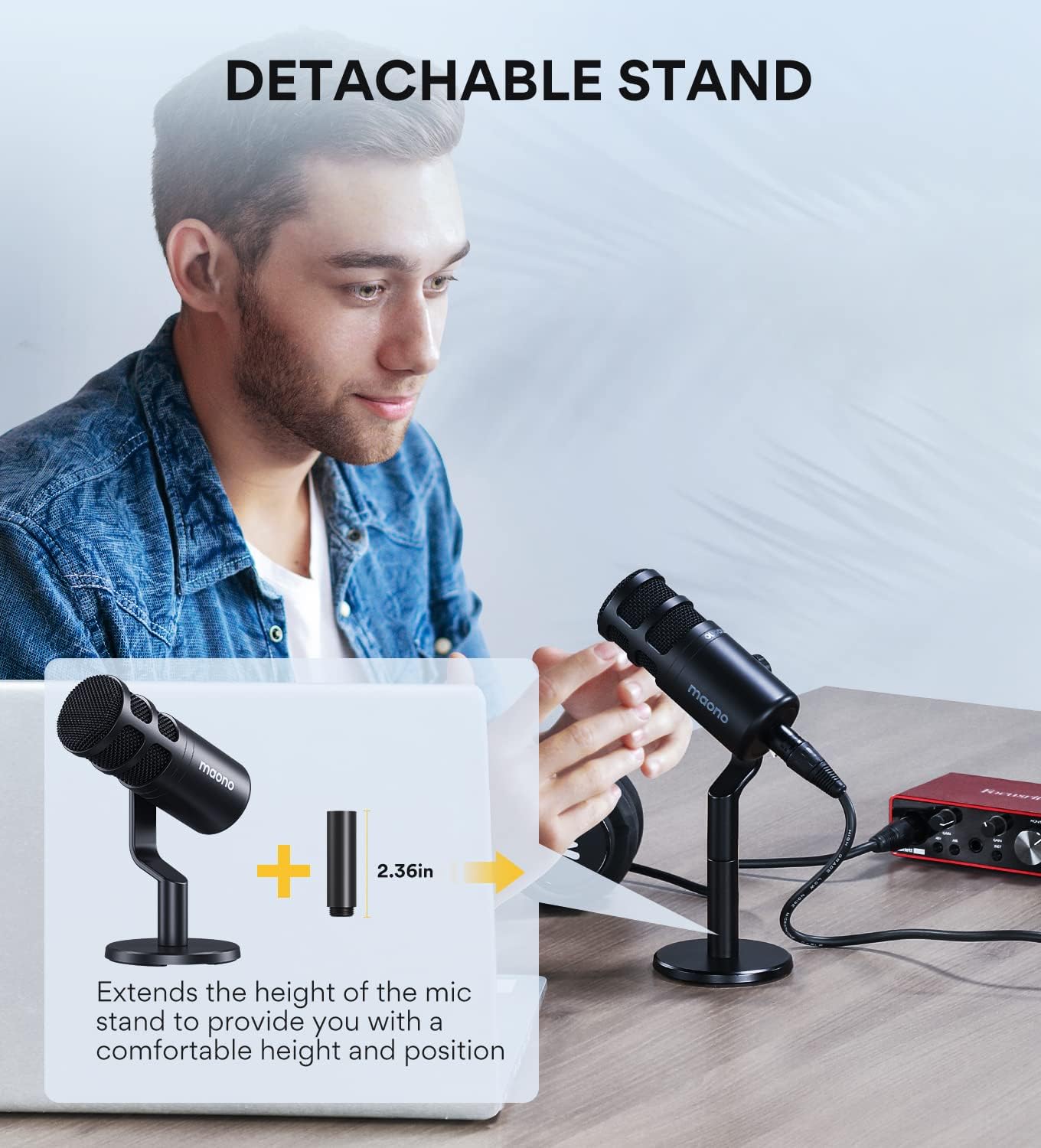 MAONO XLR Podcast Microphone, Cardioid Studio Dynamic Mic for Vocal Recording, Streaming, Voice-Over, Voice Isolation Technology, Metal Mic, Works for Audio Interface, Mixer, Sound Card-PD100