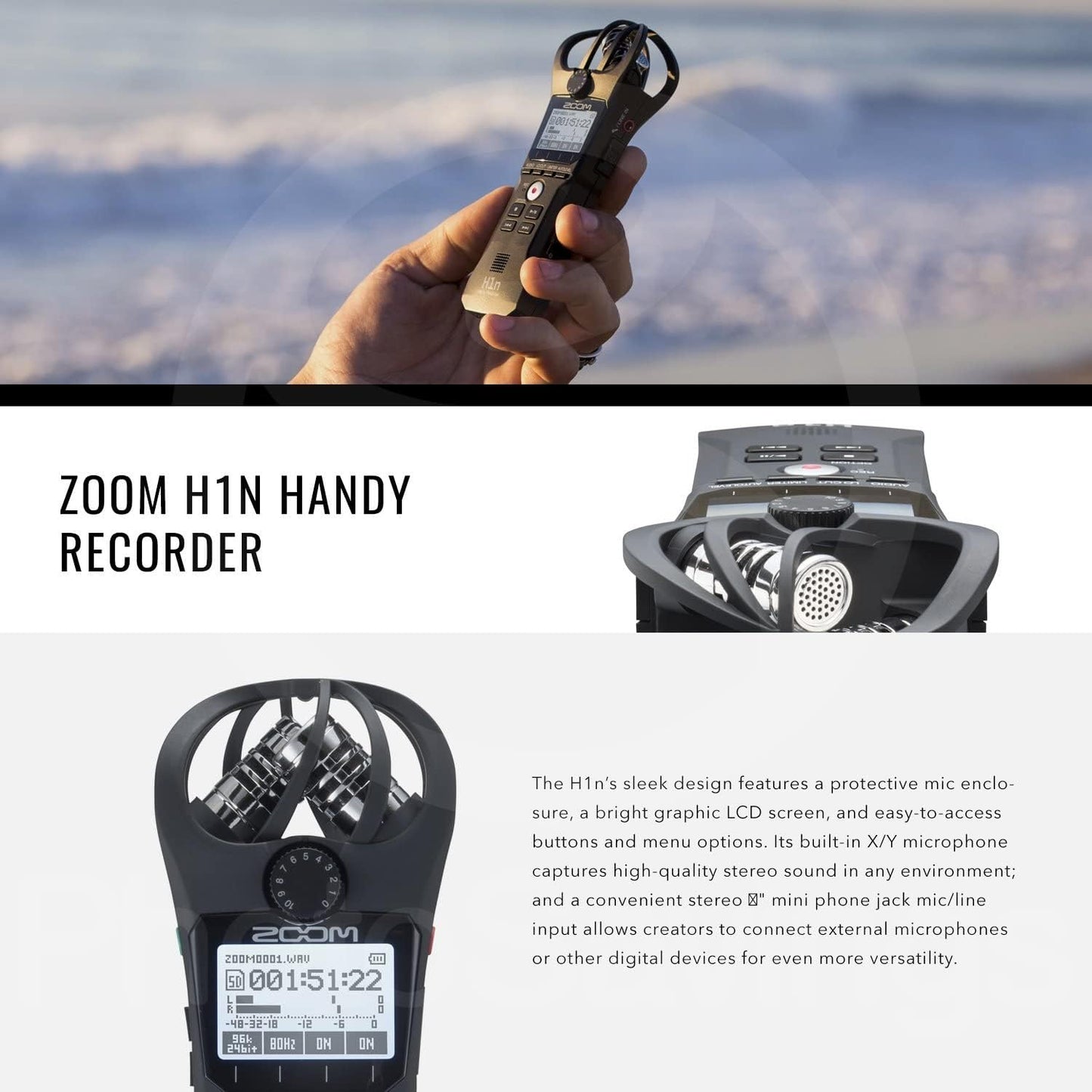 Zoom H1n Digital Handy Portable Recorder bundled with Xpix Pro Lavalier Mic