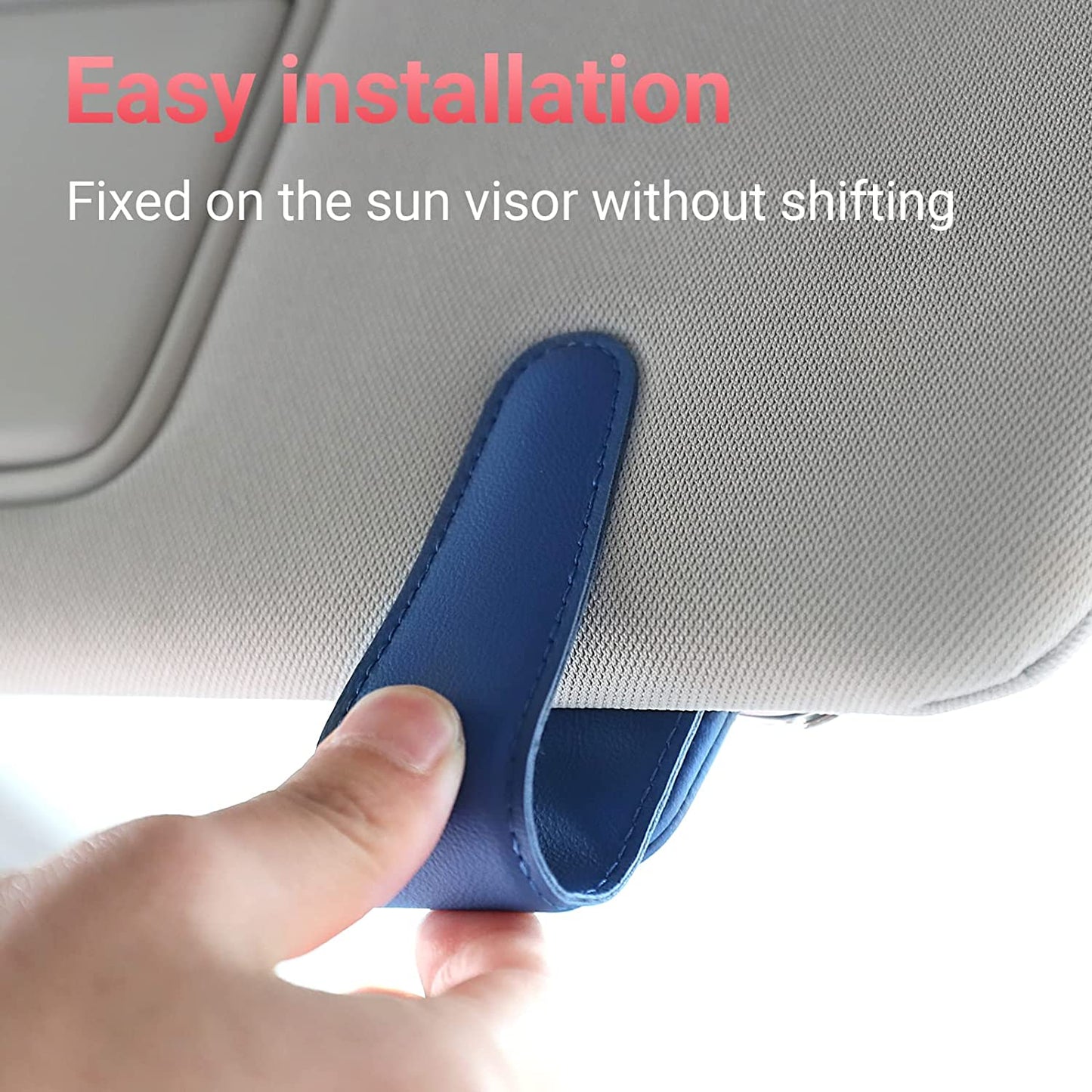 Sunglass Holder for Car Visor Sunglasses Clip Magnetic Leather Glasses Eyeglass Holder Truck Car Interior Accessories Universal for Woman Man -Black