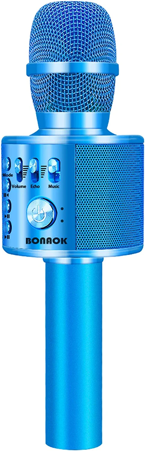 BONAOK Wireless Bluetooth Karaoke Microphone, 3-in-1 Portable Handheld Mic Speaker Machine for All Smartphones,Gifts for Boys Adults All Age Q37(Black)