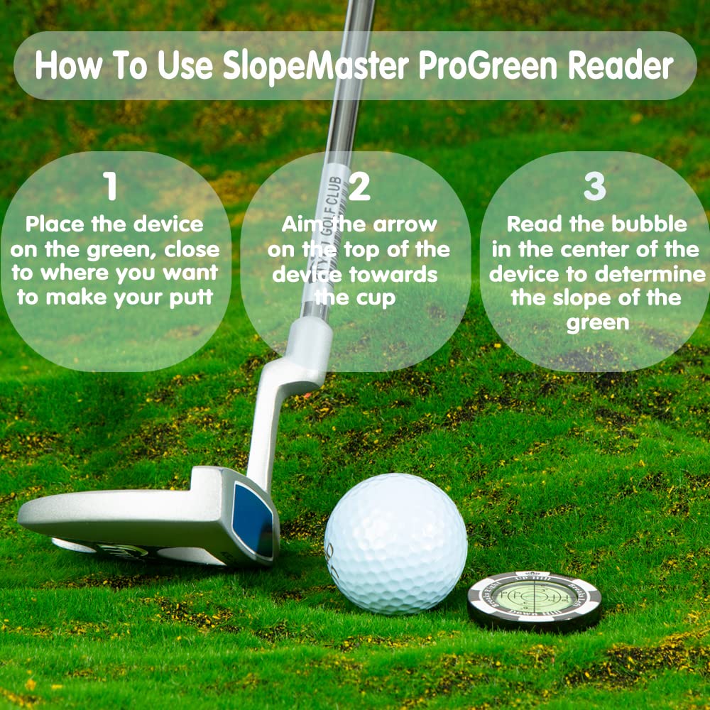 SlopeMaster ProGreen Reader - Golf Hat Clip Ball Marker with High Precision Green Reading Aid Golf Accessories for Men Women(Black)