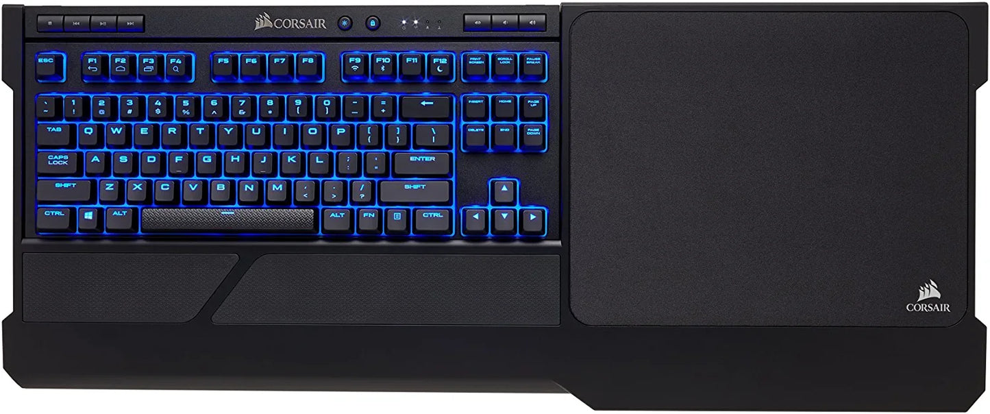 Corsair K63 Wireless Mechanical Keyboard & Gaming Lapboard Combo - Game Comfortably on Your Couch - Backlit Blue Led, Cherry MX Red - Quiet & Linear (CH-9515031-NA)