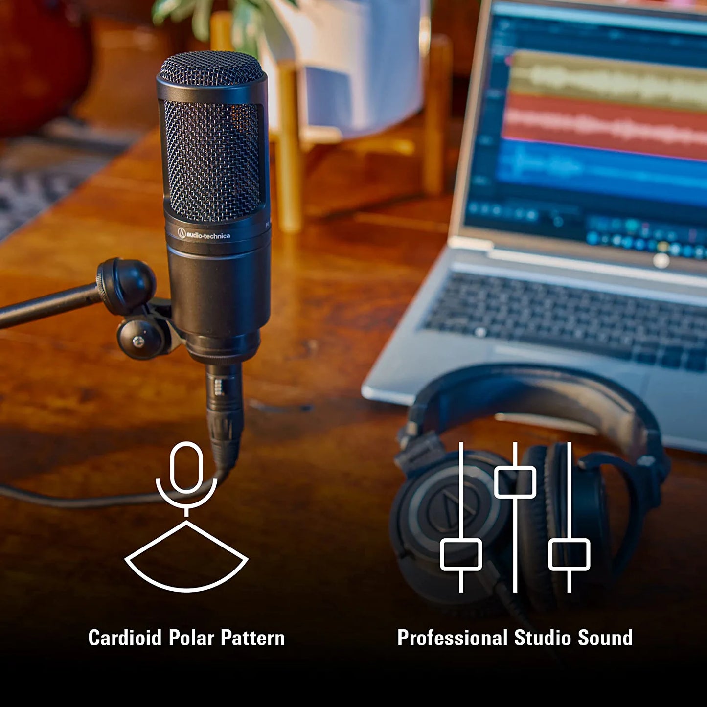 Audio-Technica AT2020 Cardioid Condenser Studio XLR Microphone, Ideal for Project/Home Studio Applications