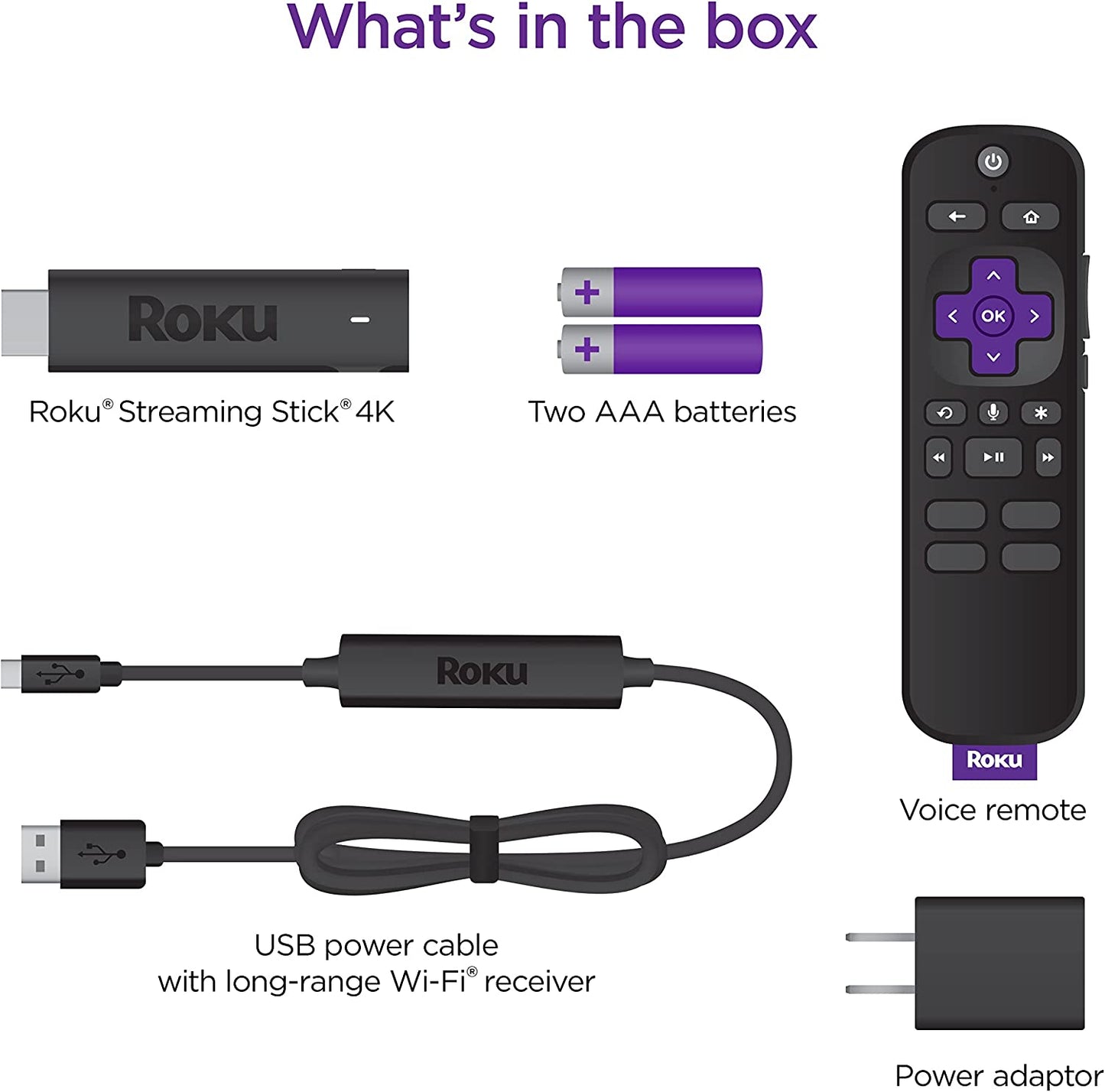 Roku Streaming Stick 4K | Streaming Device 4K/HDR/Dolby Vision with Roku Voice Remote and TV Controls