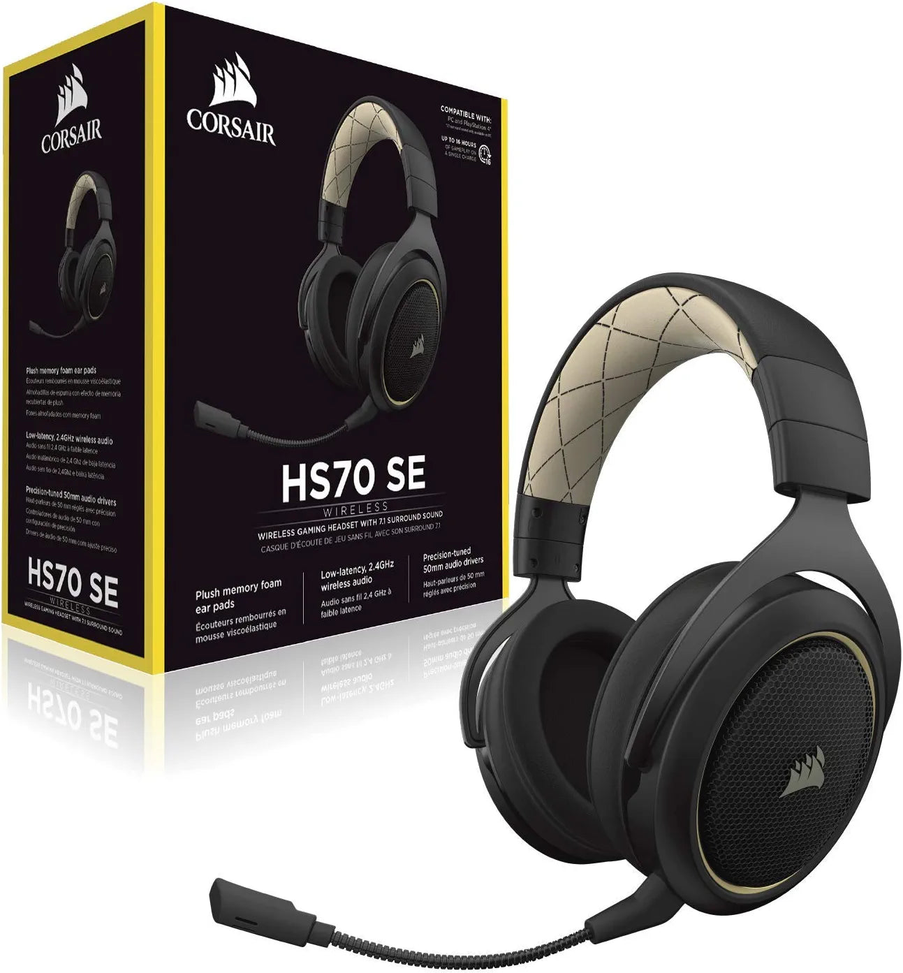 CORSAIR HS70 SE Wireless - 7.1 Surround Sound Gaming Headset - Discord Certified Headphones - Special Edition