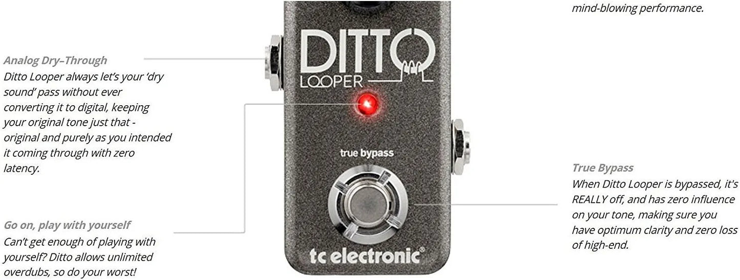 TC Electronics Ditto Looper Effects Pedal with ac power adapter