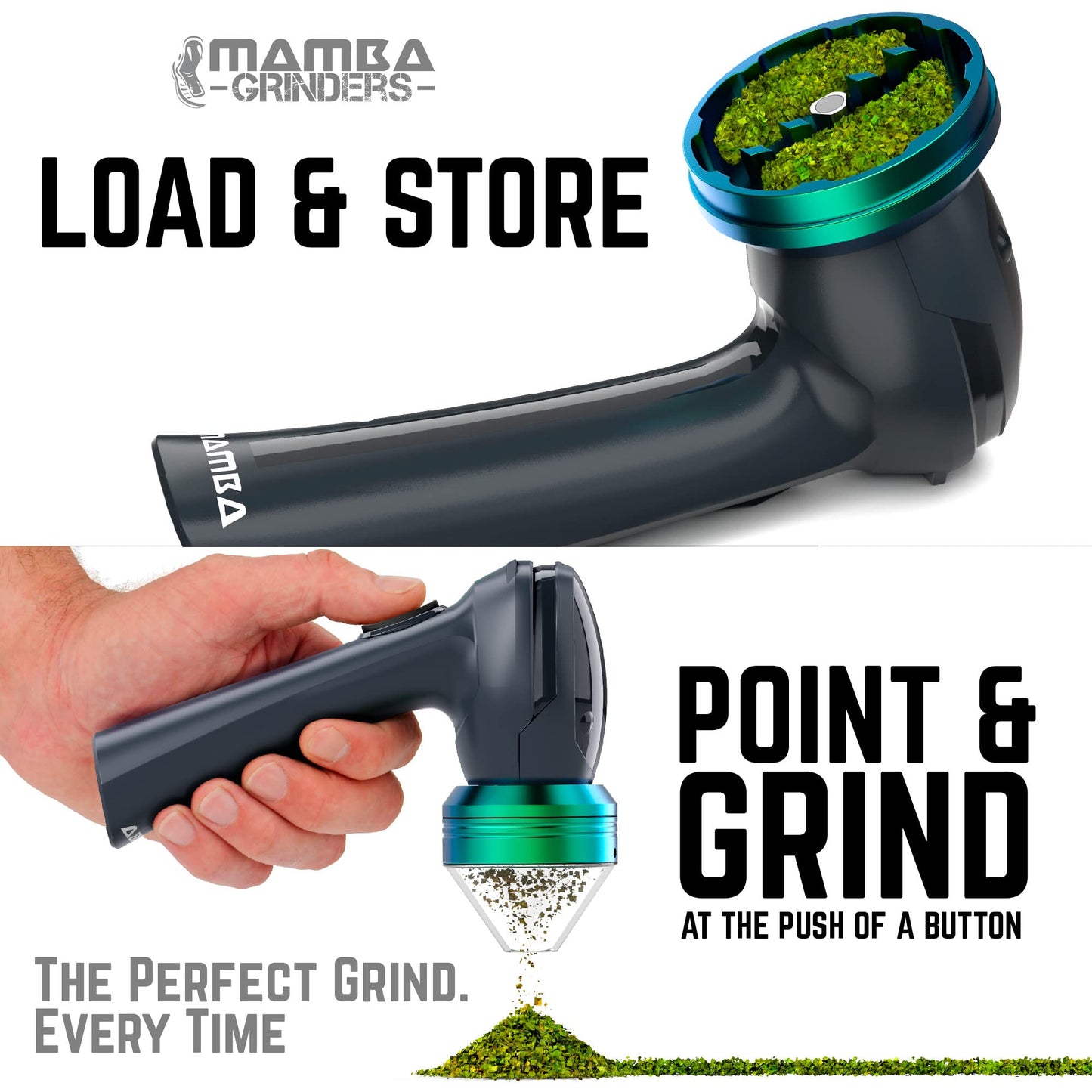 Mamba V2-55 Electric Herb Grinder, USB Rechargeable Automatic Grinder Fast Mill with Aluminum Alloy Head, includes Herb and Spices Holding System (Charcoal)