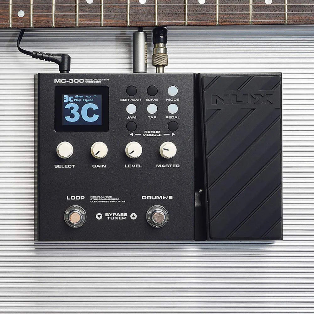 NUX MG-300 Modeling Guitar Processor Guitar Multi-Effects Pedal Amp Modeling 56 Drum 60s 24-bit Loop Recording Metronome Tuner Function