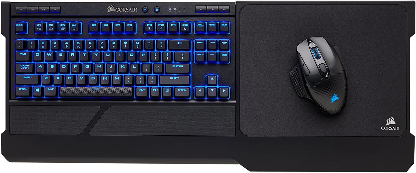 Corsair K63 Wireless Mechanical Keyboard & Gaming Lapboard Combo - Game Comfortably on Your Couch - Backlit Blue Led, Cherry MX Red - Quiet & Linear (CH-9515031-NA)