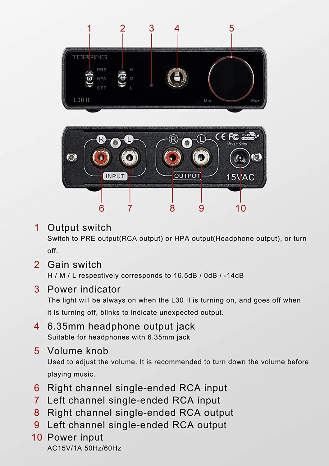 TOPPING [New Version] L30 Mini HiFi Amp Audio Hi-Res Headphone Amplifier NFCA Preamplifier (Sliver)