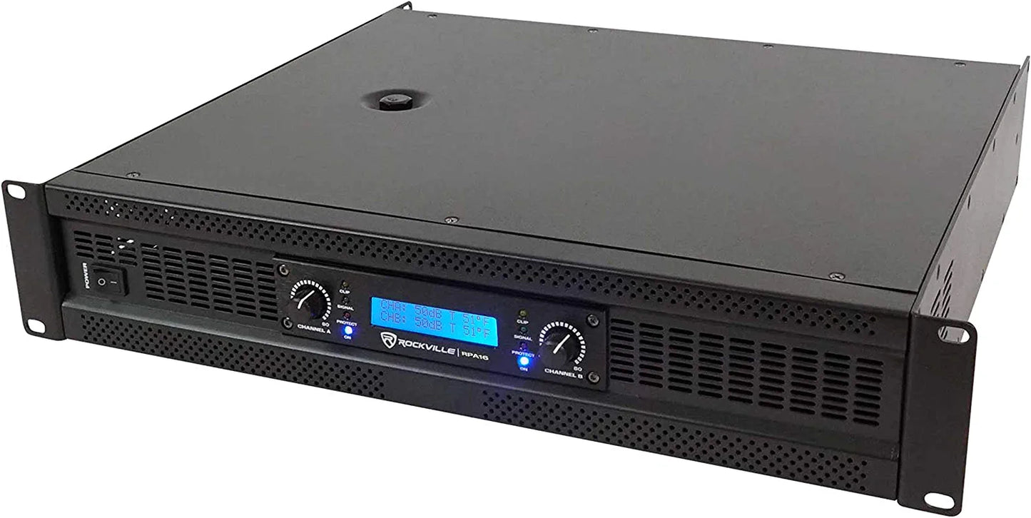 Rockville RPA16 10000 Watt Peak / 3000w RMS 2 Channel Power Amplifier Pro/DJ Amp