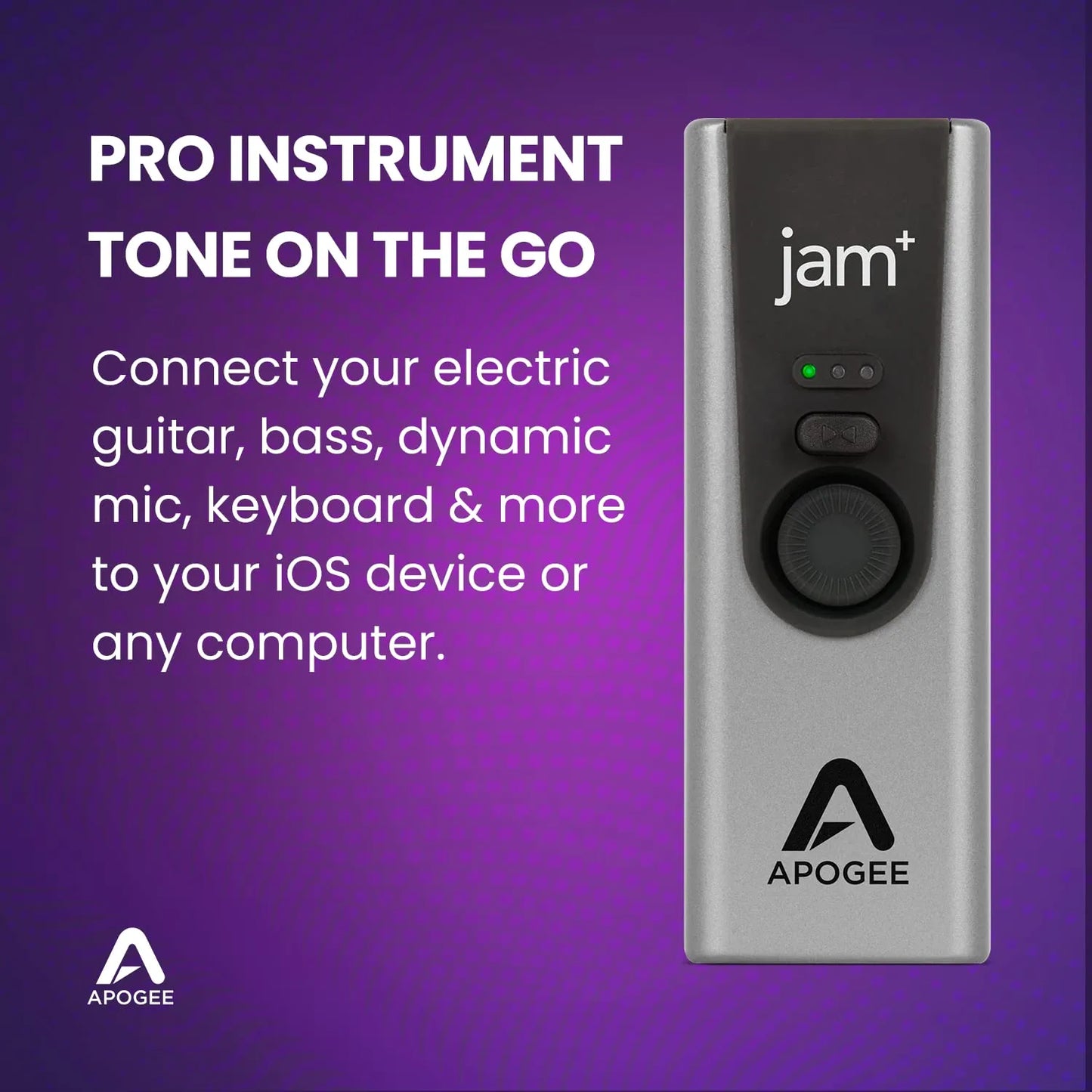 Apogee Jam Plus - Portable USB Audio Interface for Guitars, Bass, Keyboards and Instruments, Works with iOS, macOS and Windows PC