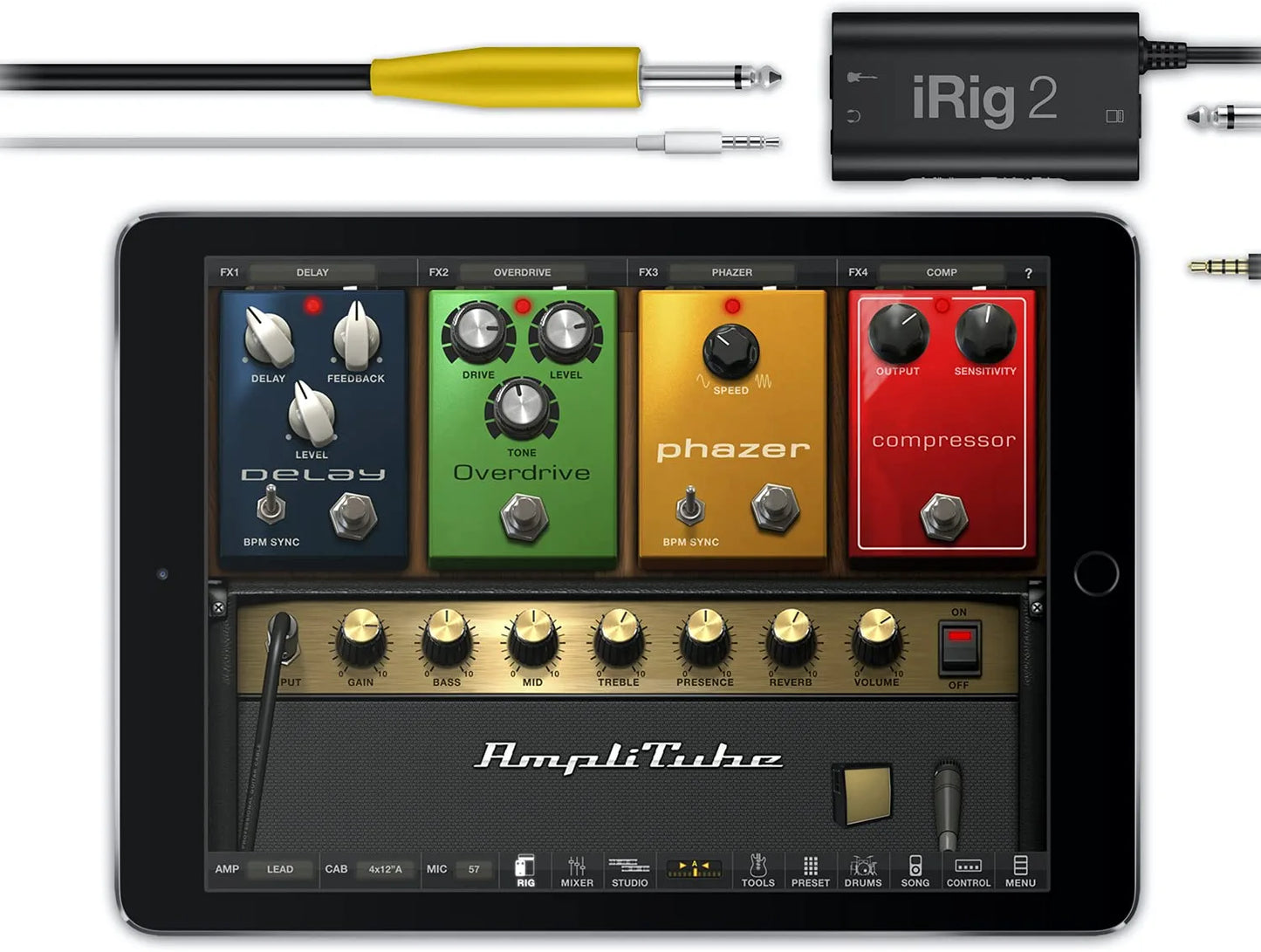 IK Multimedia iRig 2 Portable Guitar Audio Interface, Lightweight Audio Adapter for iPhone, iPad and Android Smartphones and Tablets, with Instrument Input and Headphone/amplfiier Outs