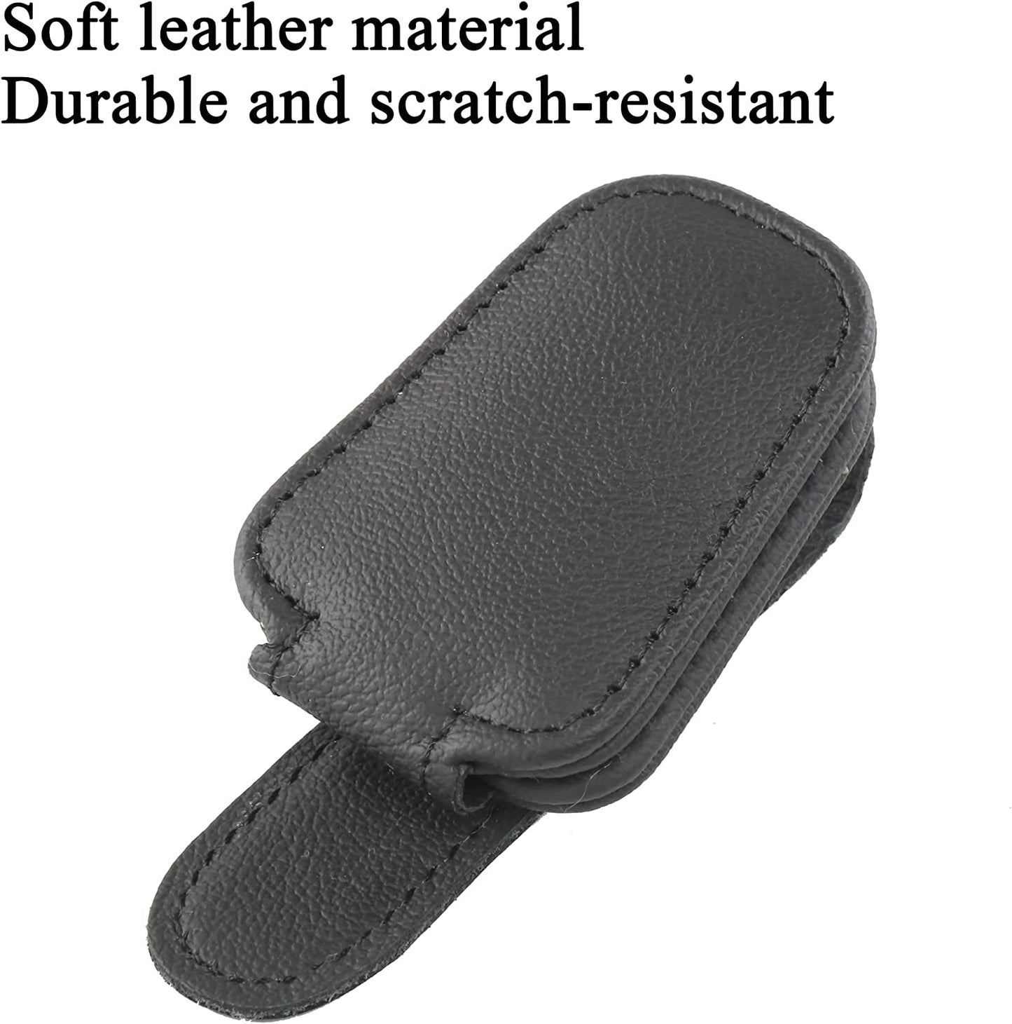 KIWEN Sunglasses Holders for Car Sun Visor, Magnetic Leather Glasses Eyeglass Hanger Clip for Car, Ticket Card Clip Eyeglasses Mount, Car Visor Accessories(Black)