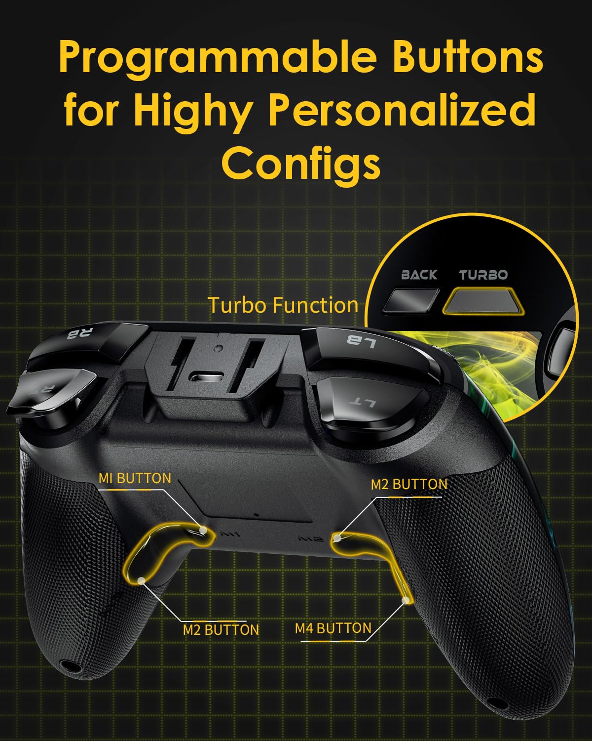 EasySMX PC Wireless Controller, Gaming Controller for Computer,Laptop,PS3,Android TV BOX, Nintendo Switch and Tesla with Turbo, Dual Vibration and 4 Programmable Keys, Battery Up to 14 Hours