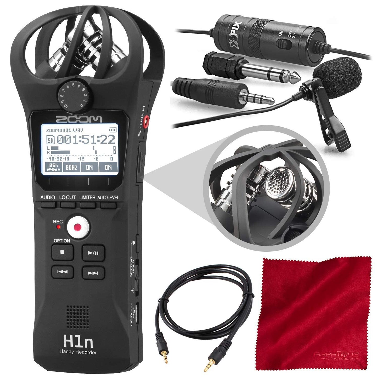 Zoom H1n Digital Handy Portable Recorder bundled with Xpix Pro Lavalier Mic