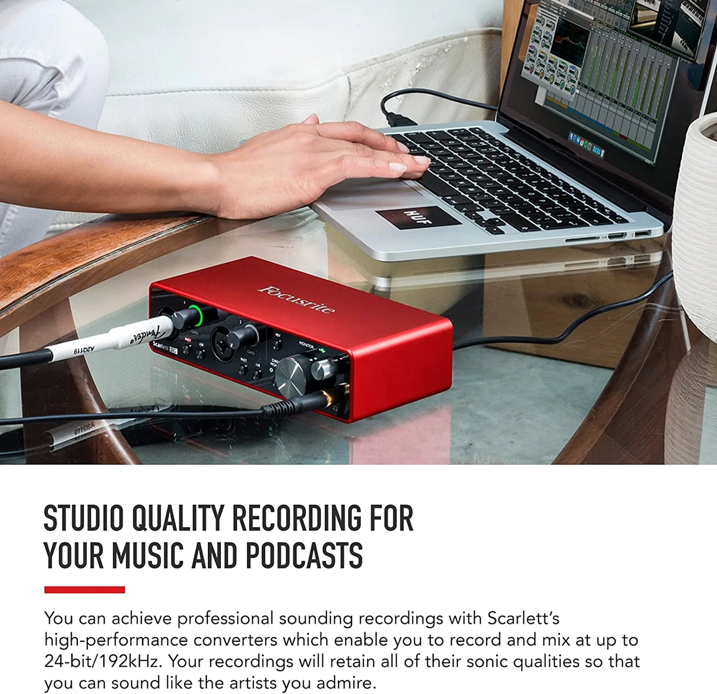 Focusrite Scarlett 2i2 3rd Gen USB Audio Interface for Recording, Songwriting, Streaming and Podcasting — High-Fidelity, Studio Quality Recording, and All the Software You Need to Record