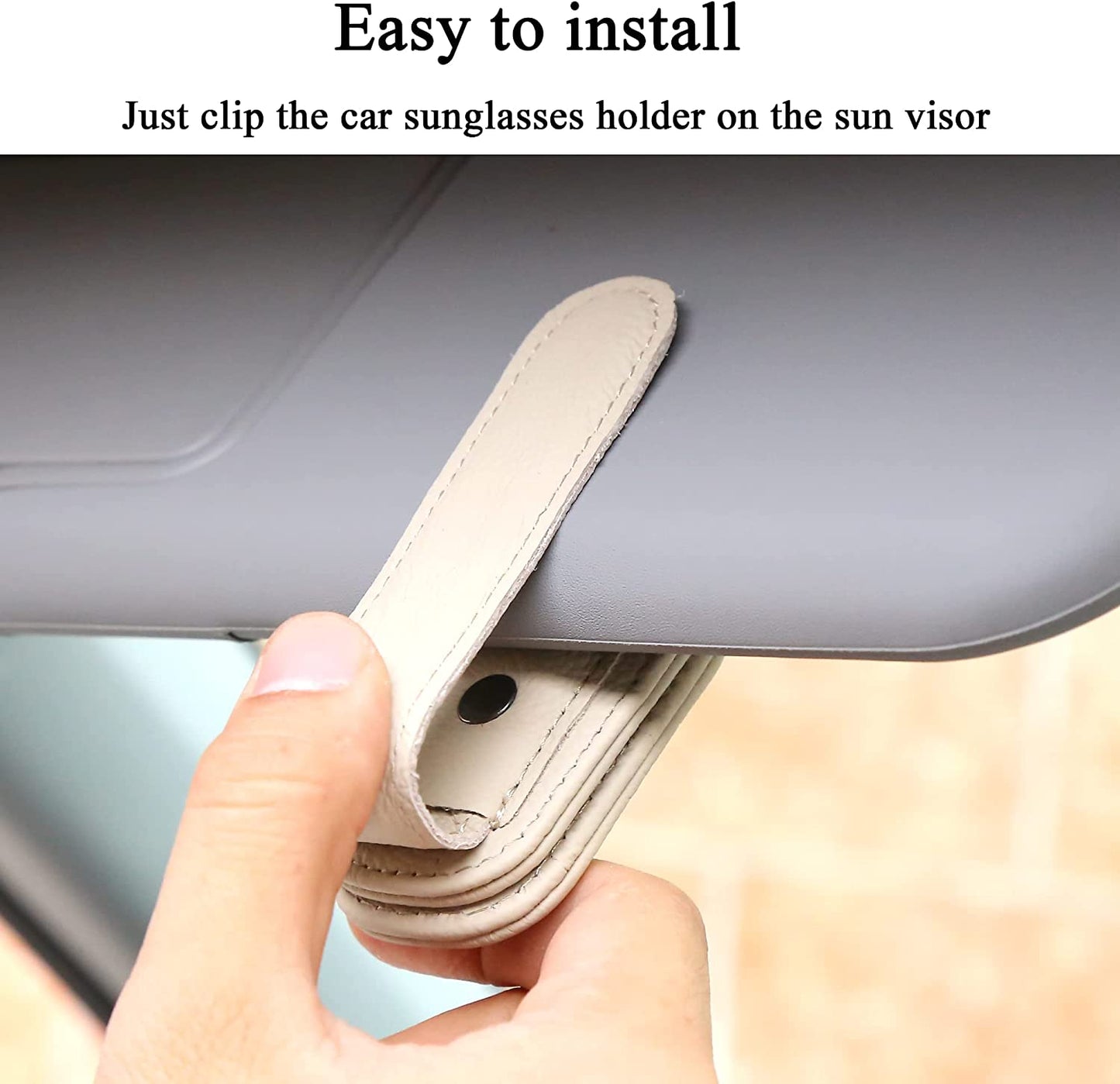 Sunglasses Holders for Car Sun Visor, Magnetic Leather Glasses Eyeglass Hanger Clip for Car, Ticket Card Clip Eyeglasses Mount, Car Visor Accessories(Black)
