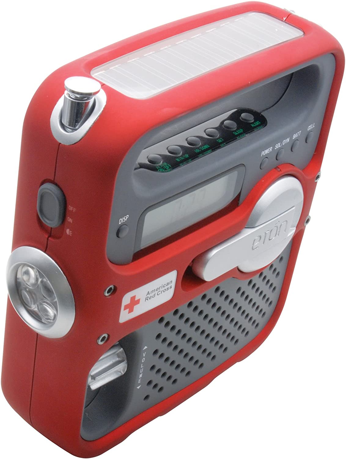 Eton American Red Cross ARCFR360R Solarlink Self-Powered Digital AM/FM/NOAA Radio with Solar Power, Flashlight and Cell Phone Charger (Red)