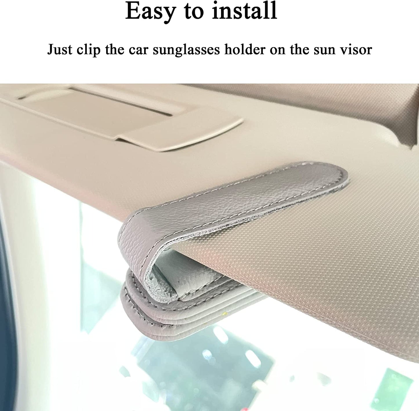 Sunglasses Holders for Car Sun Visor, Magnetic Leather Glasses Eyeglass Hanger Clip for Car, Ticket Card Clip Eyeglasses Mount, Car Visor Accessories(Black)