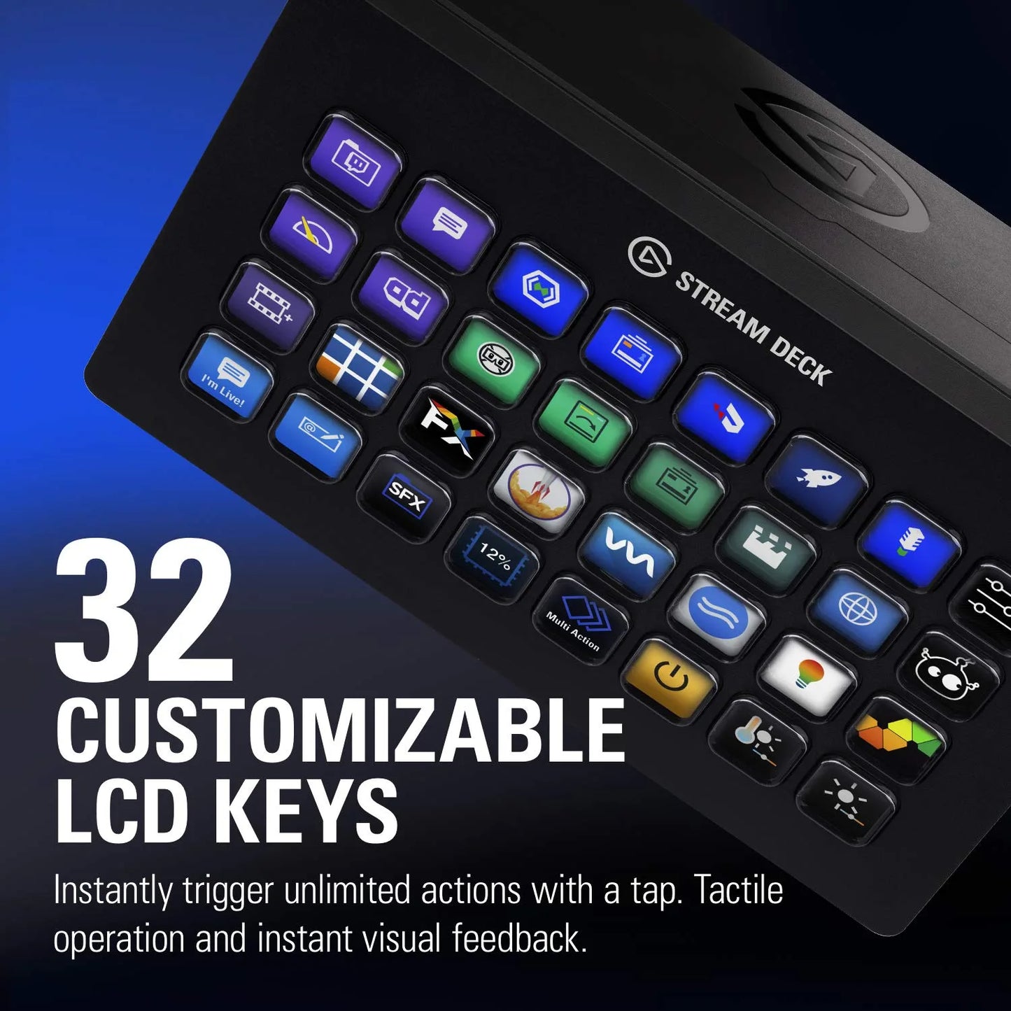 Elgato Stream Deck XL - Advanced Stream Control with 32 Customizable LCD Keys, for Windows 10 and macOS 10.13 or Later (10GAT9901)