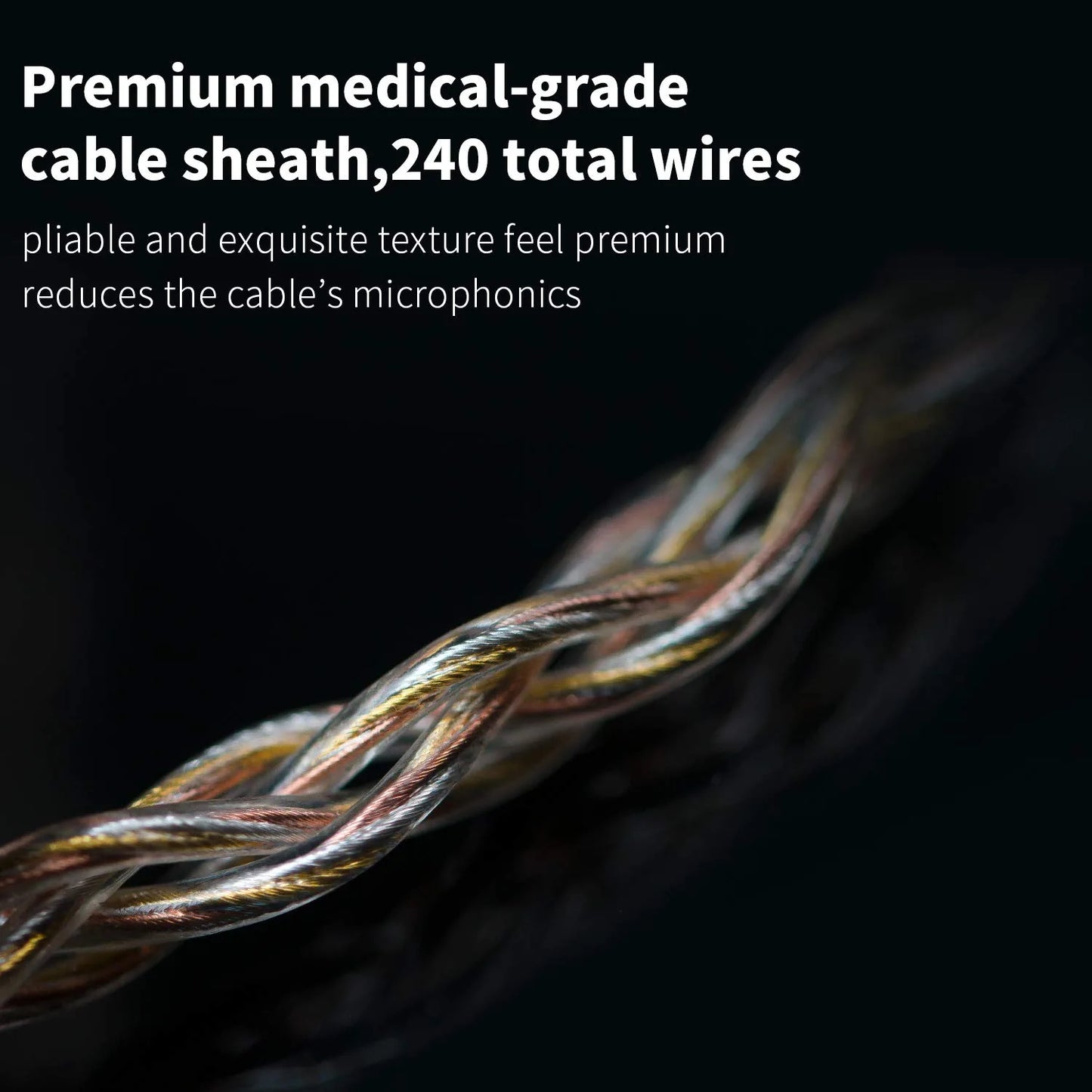 FiiO LC-RE Upgrade/Replacement Cable Gold,Copper and Silver Wires,swappable Plug Headphone Cable 240 Wires (mmcx)